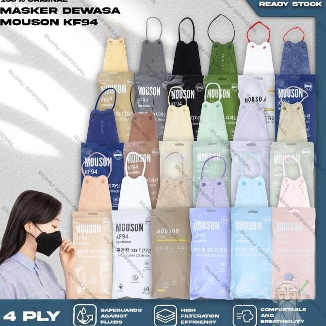 Masker KF94 MOUSON Warna Warni 4Ply Colorfull 4 Ply Korea Medis