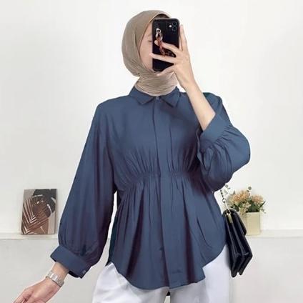 Super Deal Aiko Shirt Blouse Kemeja Kerut Wanita/ Aiko Shirt Blouse/ Blouse Wanita Kekinian Bahan Ka
