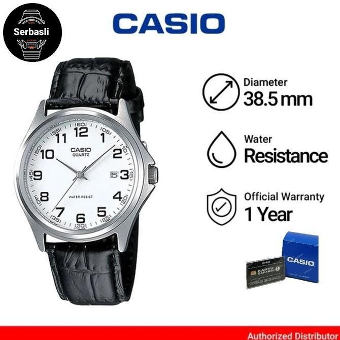 Jam Tangan Pria Casio MTP-1183E-7B White Dial Black Leather Strap Original Bergaransi