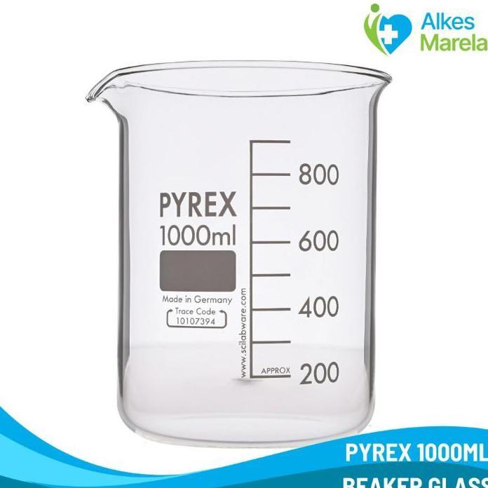Pyrex - Beaker Glass Pyrex 1000 Ml / Beaker Low Form / Gelas Kimia 1000 Ml Pyrex
