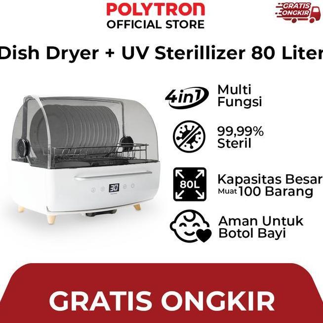 Polytron Kitchenmate Dish Dryer Uv Sterilizer Botol Bayi Rak Pengering Piring 80 Liter Pdd 801Uv