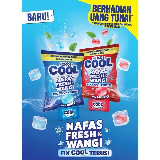 HEXOS Cool 100g Mint, Cherry, Anggur | Permen Hexos 100g Nafas Fresh & Wangi Fix Cool Terus