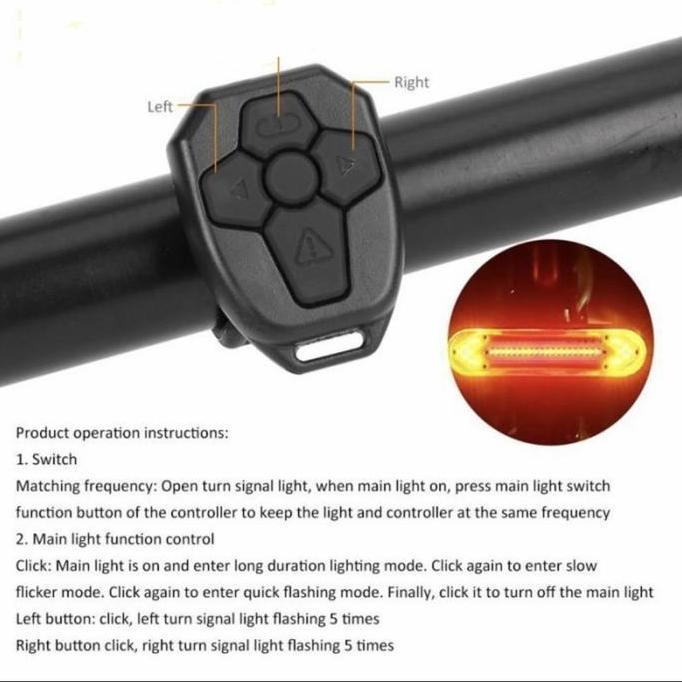 Lampu belakang Sepeda sein kanan kiri Wireless Remote BK600 rockbros