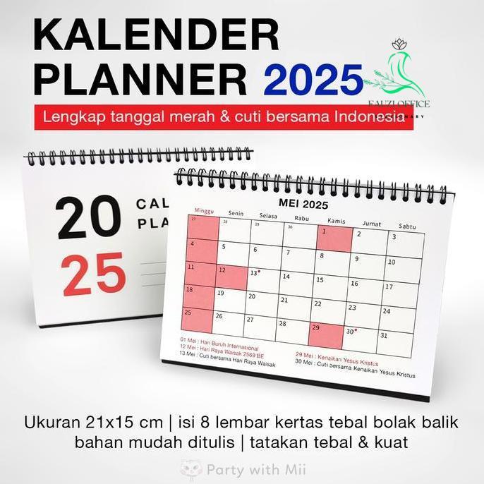 Kalender Meja Duduk Planner 2025 Simple Agenda Kantor