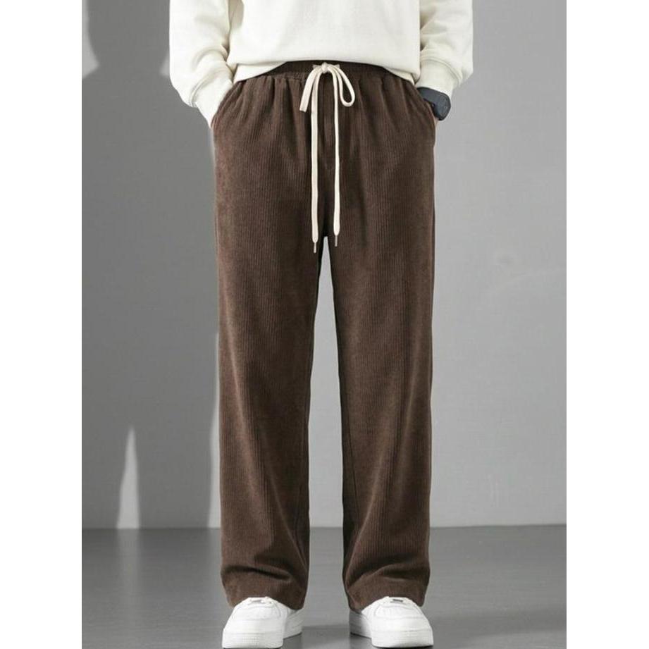 DISKON Celana Corduroy Pria Santai Korean Style Celana Unisex Celana Oversize Murah Hitam Coklat Cre