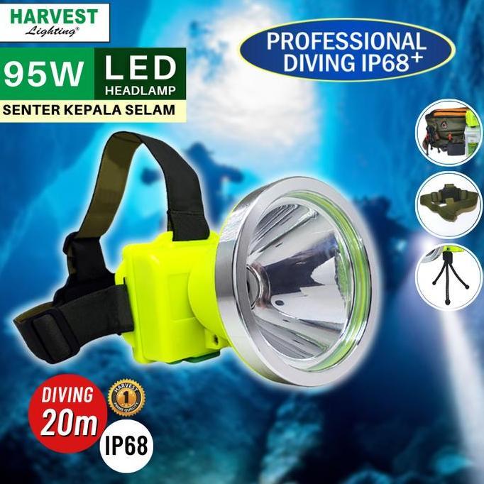 95W HEADLAMP PROFESSIONAL DIVING IP68 HARVEST LED SENTER KEPALA SELAM
