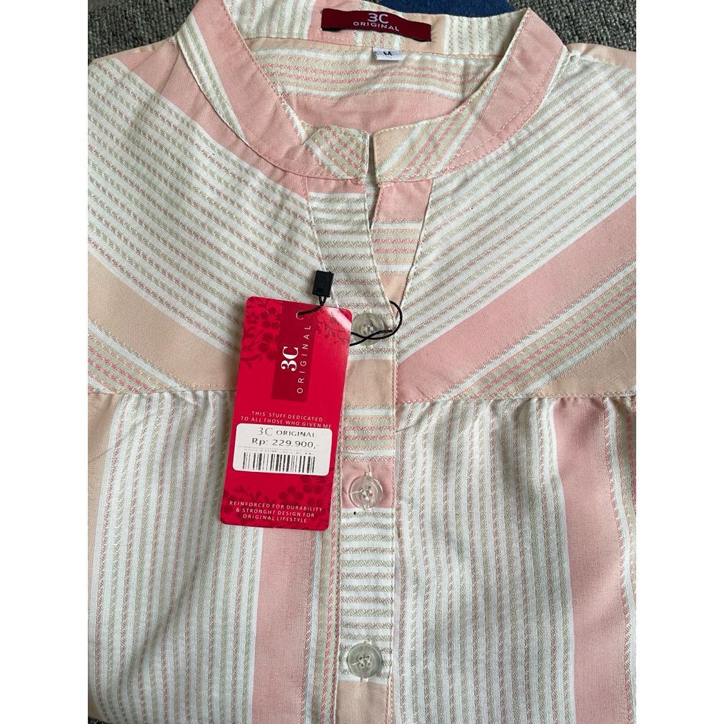 Diskon Tunik 3C Blouse Wanita Motif Kotak & Bunga Kerah Shanghai Katun Premium & Rayon | Atasan Leng