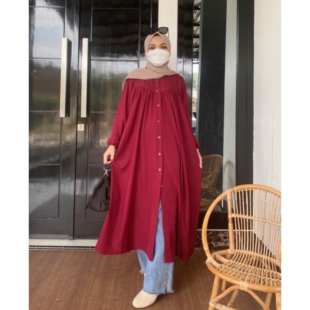 Diskon Syakila Long Tunik Basic Tunik Polos Oversize Premium
