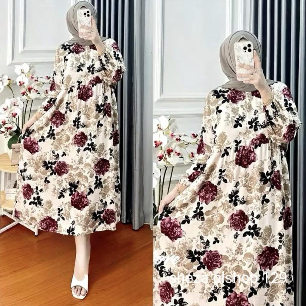 Cuci Gudang  Midi Dres Rayon Premium Gamis Bumil Gamis Busui Gamis Jumbo
