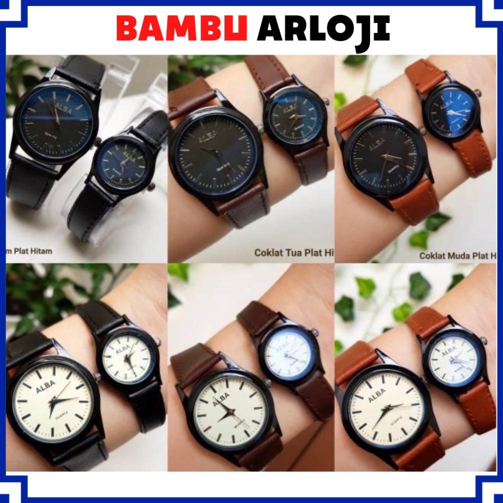 original baj  cod jam tangan couple alba vintage grosir kulit pria wanita pasangan murah premium al0