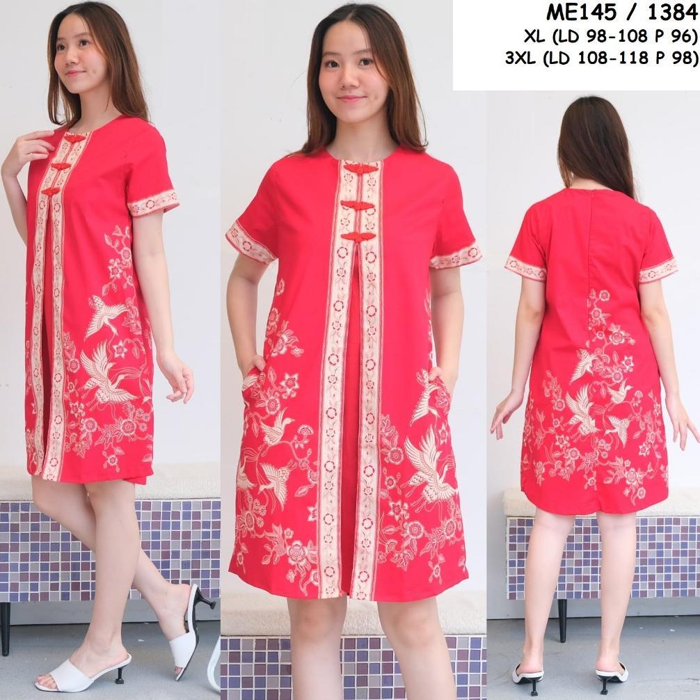 Unik Dress Batik Wanita Jumbo Me145 Katun Stretch