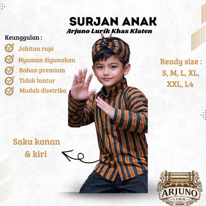 Warungbu_asri - Baju Couple Lurik Anak Adat Jawa | Surjan Lurik Anak | Kebaya Lurik Anak | Sembong S