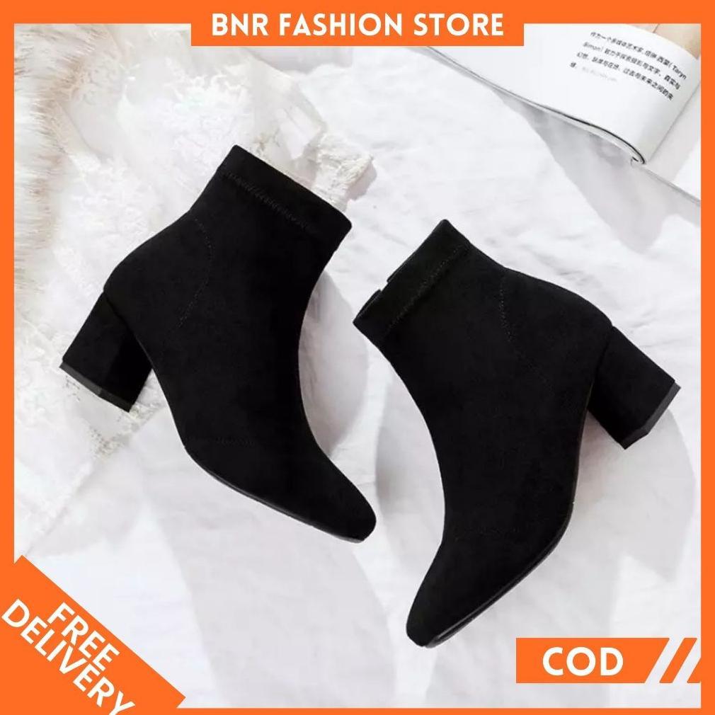 limited sepatu boots wanita hak tebal sepatu boots kerja wanita hak tinggi  sepatu boots kulit wanit