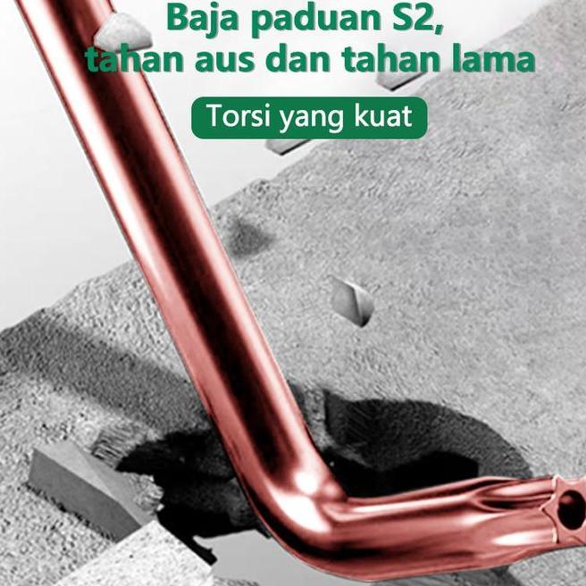 Isku Kunci L Bintang Set 9 Pcs S2 Steel Torx Ada Lubang Tengah Security Key Extra Panjang Anti Slek 