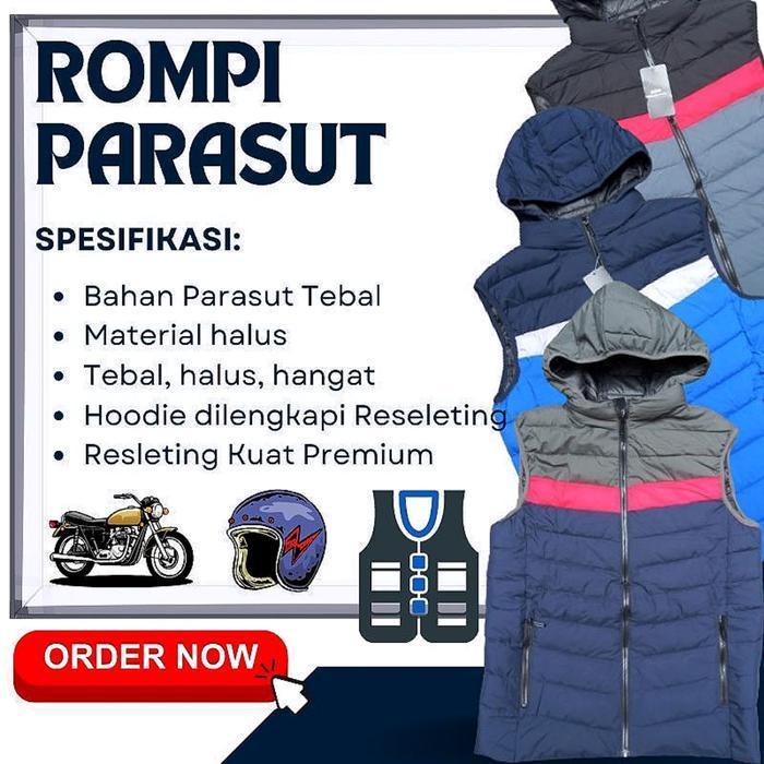 Rompi Motor Pria Parasut Gelembung Jaket Rumpi Vest Lapangan Terbaru Original Dan Terpercaya
