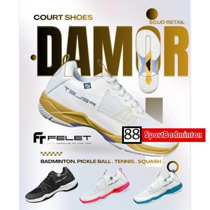 Felet Damor ( Court Shoes ) Badminton Shoes - Sepatu Badminton Original Felet