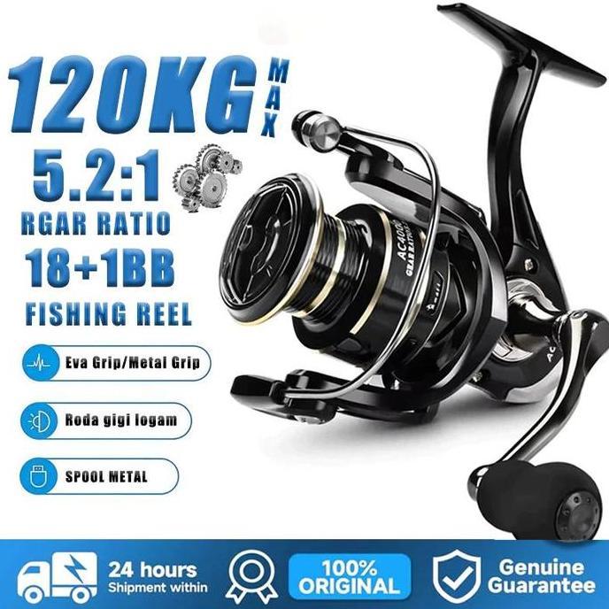 Reel Pancing AC1000-7000 Reel Pancing Full Besi Max Drag 120kg Reel Spinning Metal