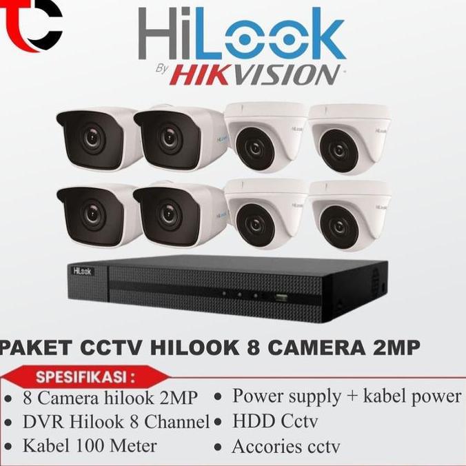 PAKET CCTV HILOOK 2MP 8 CAMERA FULL SET KOMPLIT