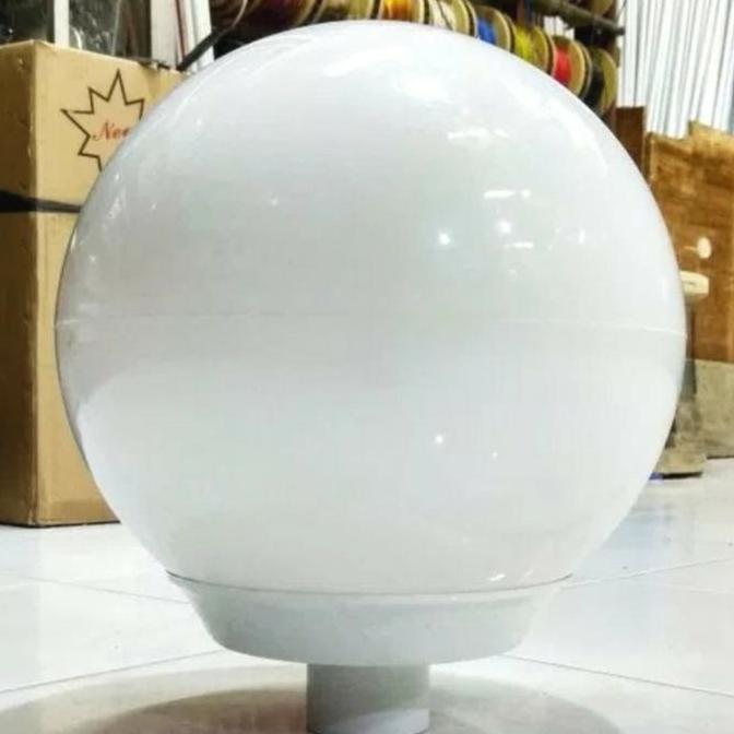 Zaito- Lampu Taman Bulat Bola10" Hias Plastik Putih Susu 10 Inch
