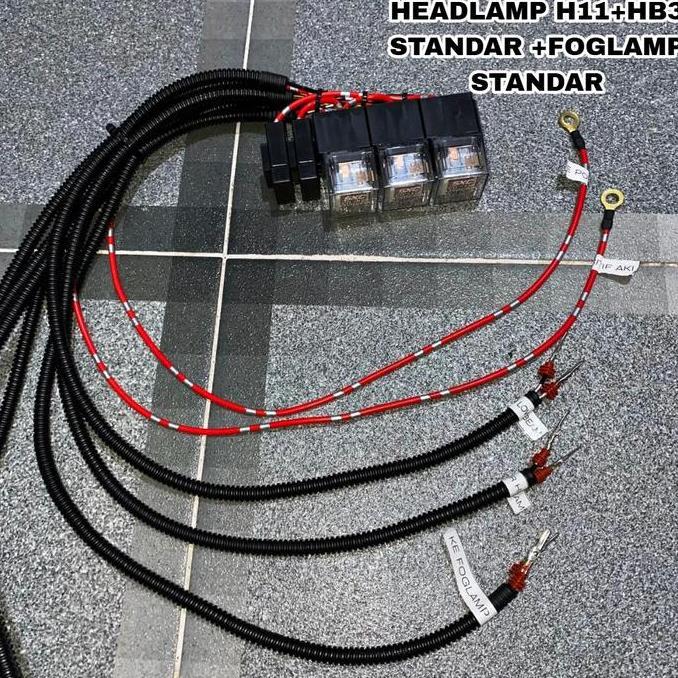 Relay Set Biled Headlamp H11(Low) + Hb3 (High) + Foglamp Mobil 1 Rangkaian Anti Delay (+Dioda) Full 