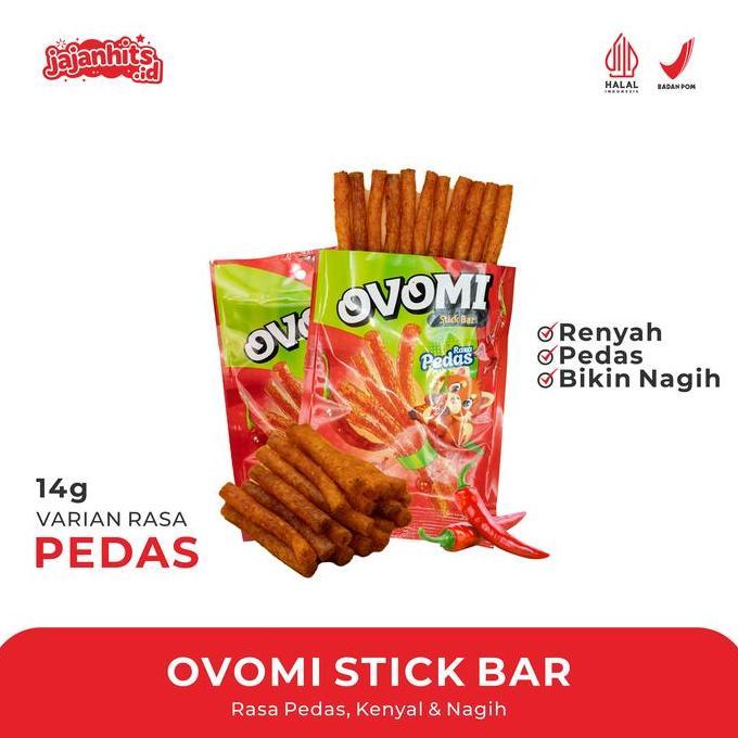 Yummy Jajanhits.id HALAL OVOMI Stick Bar Mini Latio Rasa Pedas Kenyal & Nagih Cemilan Pedas Gurih 14