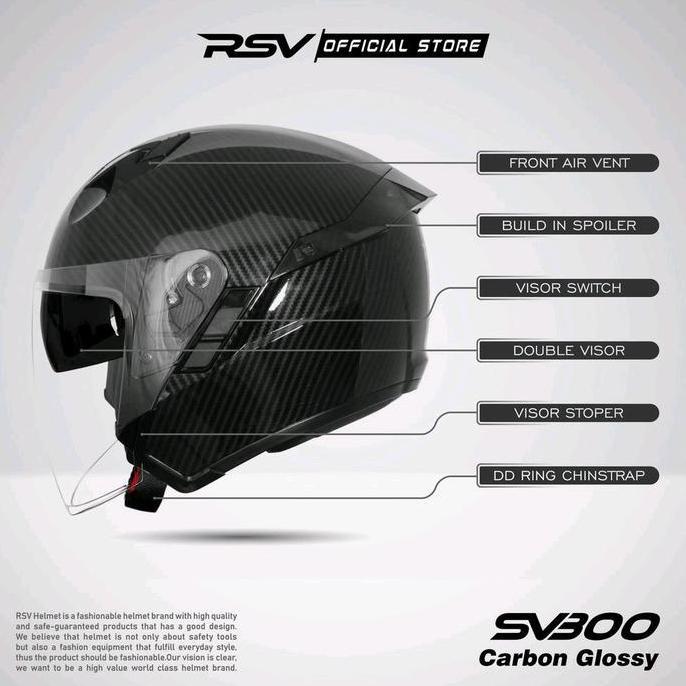 HELM RSV SV300 CARBON GRAPHIC DOUBLE VISOR HELM HALF FACE