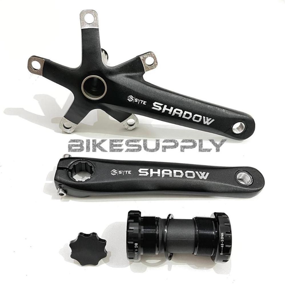 Crank Arm + Bb Hollowtech 2 Ht 2 Sepeda Merk Syte Shadow Warna Hitam Material Alloy Panjang 170 Mm B