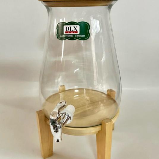 Dispenser Galon Kaca Izumi 5 Liter Tutup Kayu + Kaki Kayu