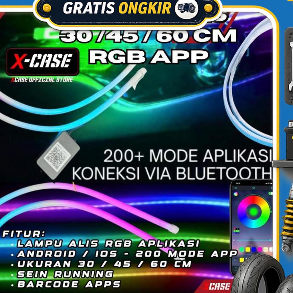 X-Case Lampu Alis Led Drl Flexibel 30 45 60 Cm Rgb Aplikasi Running Sein Sepasang Dt 62