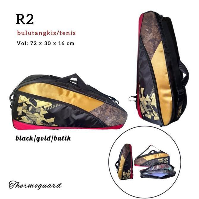 Tas Raket Bulutangkis Badminton Tenis Tebal Thermo R2 Btk/Ht/Ht Th Unisex Raket Dengan 2 Ruang Utama