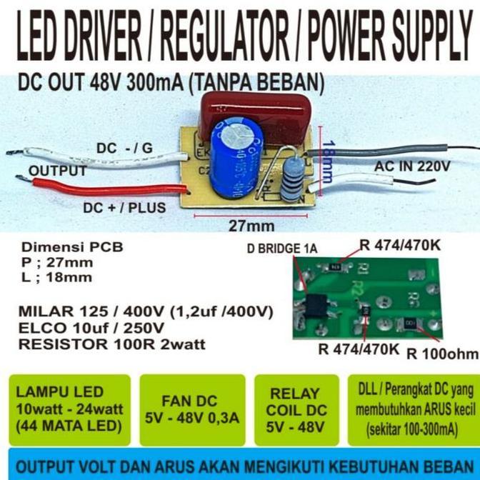 LED DRIVER MILAR REGULATOR POWER SUPPLY UNIVERSAL MESIN LAMPU LED 15WATT - 24WATT 24 WATT 5V - 48V 3