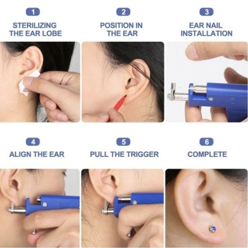 Alat Tindik Tembak Kit Set Hidung Lidah Pusar Telinga Tindik Untuk Dewasa Bonus Anting Sepasang