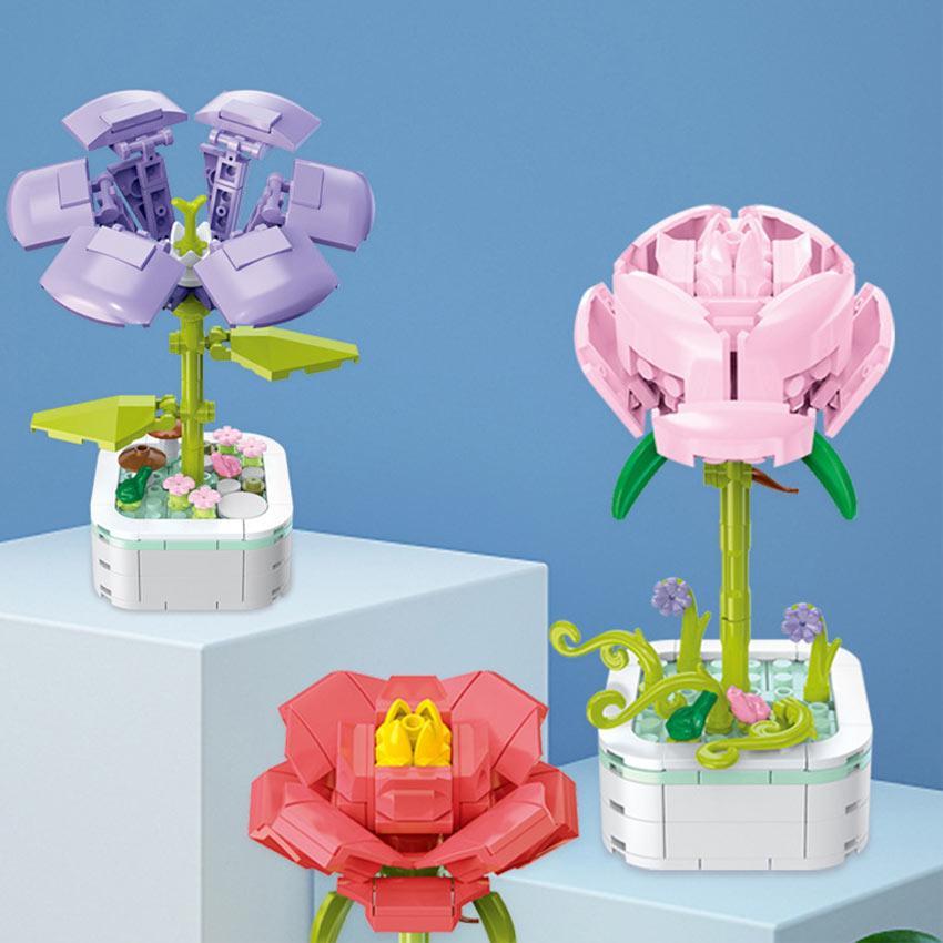 Pot Sukulen Bunga Diy Mini Flower Block Mainan Kreatif Ruang Dekorasi Buket Tanaman Kehidupan Abadi 