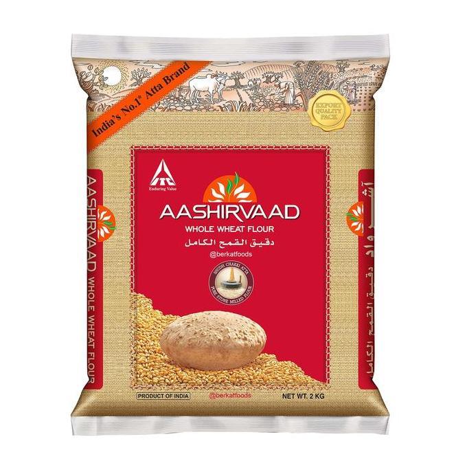 Weargo- Chakki Atta Aashirvaad India / Whole Wheat Flour /Tepung Gandum Import 1Kg 2Kg 5Kg