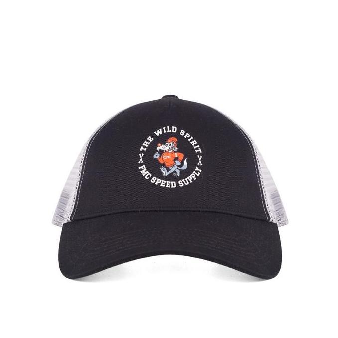 FMC Topi Trucker Hat Polyester Mesh Logo Brown 030224 Hitam