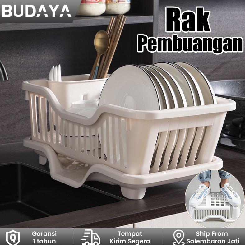 MLYO - Rak Cuci Piring Wastafel Rak Dapur Piring Plastik Minimalis Keranjang Piring Dengan Tirisan A