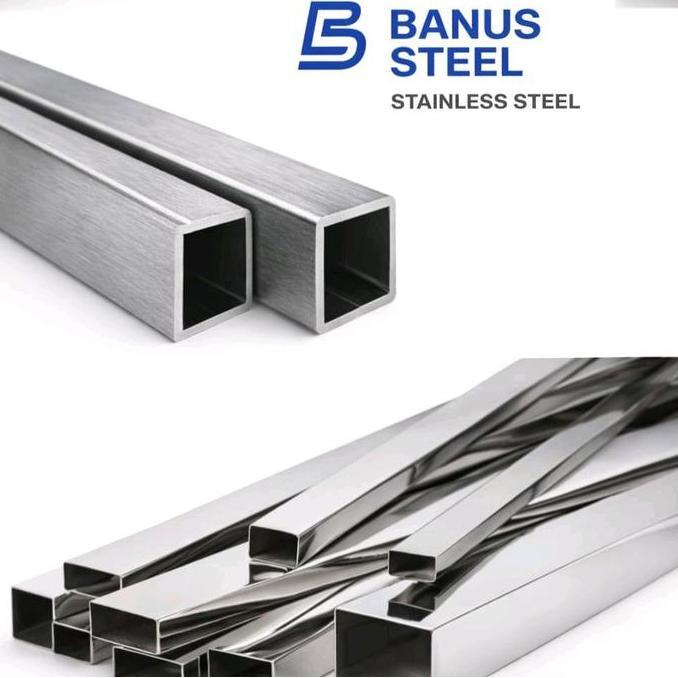 Pipa kotak hollow 304 stainless 4 cm x 4 cm x 1,2 mm / 40 x 40 x 1,2mm