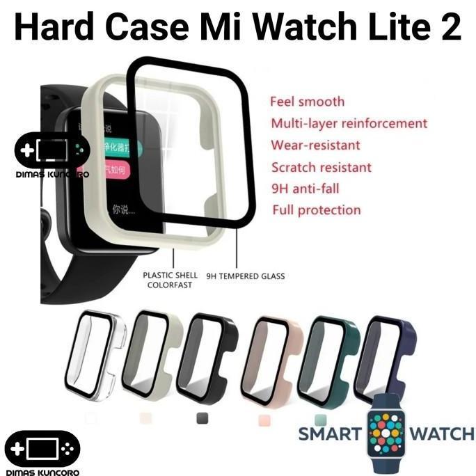 Hard Case Mi Watch Lite 2 cover bumper casing tempered glass screen guard protector anti gores antig
