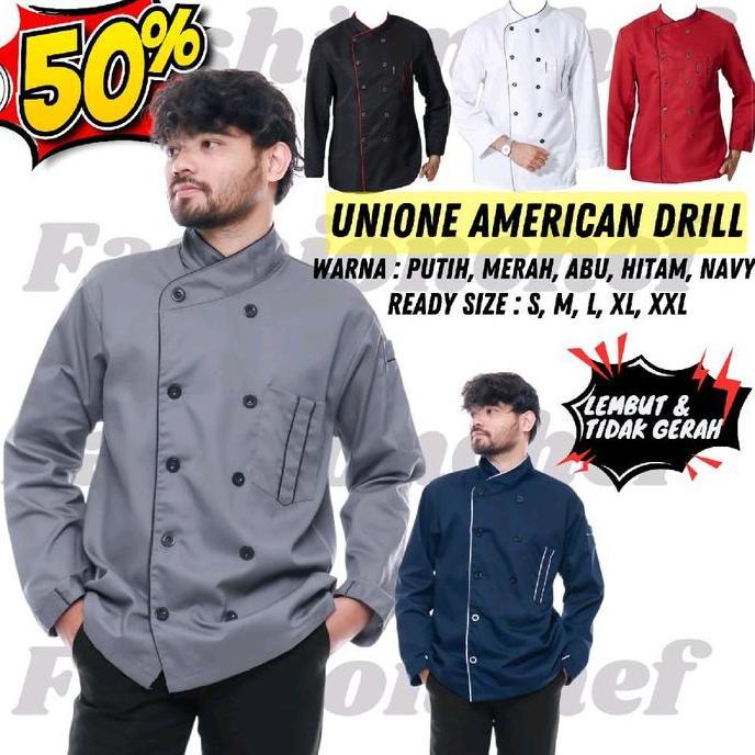 Baju Jaket Koki Chef Pria Wanita - Wearpack Safety Panjang Kerja Hitam