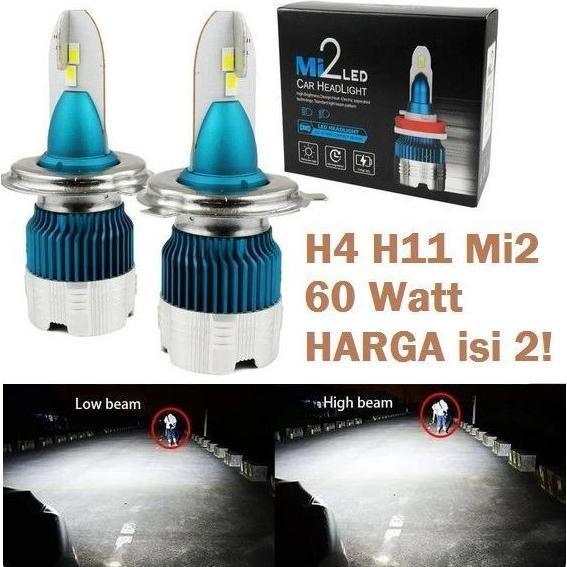 lokajiwotop / Lampu LED MI2 H4 H11 MINI bohlam utama head lamp head light mobil 60W Diskon