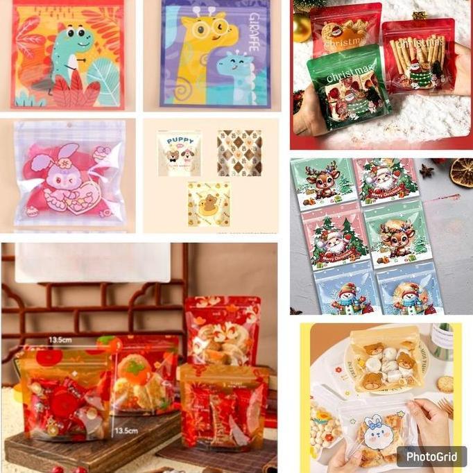 (50 lembar) Plastik Klip Kuromi stella lou Plastik Zipper Kemasan Cookies 13.5cm Roti Snack Aestheti