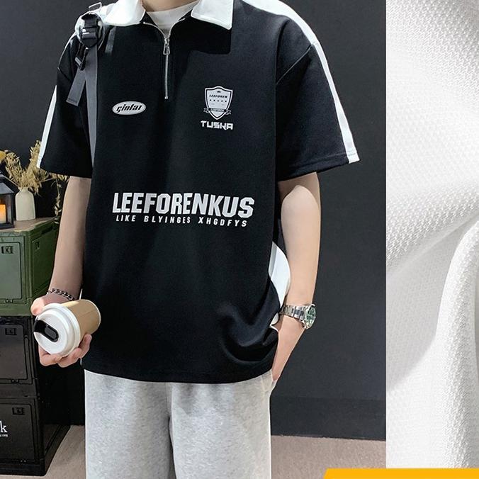 Gxm Hem Pria Lengan Pendek Kaos Lengan Pendek Clothing Oversized Rugby Shirt Baju Santai Kaos Polos 