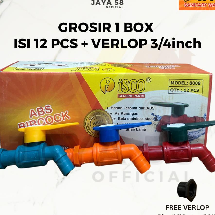 Grosir 1 Box 12 Pcs Kran Air Taman Tembok Abs Bola Stainless Double Drat1/2 Atau 3/4 Inch Isco