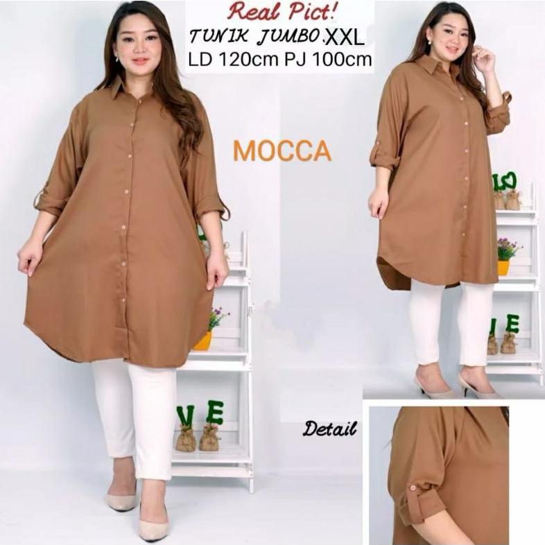 Hemat Tunik Jumbo Fisa Atasan Wanita Tunik Hijab Ld120 Muslimah Bumil Busui&Friendly Cod