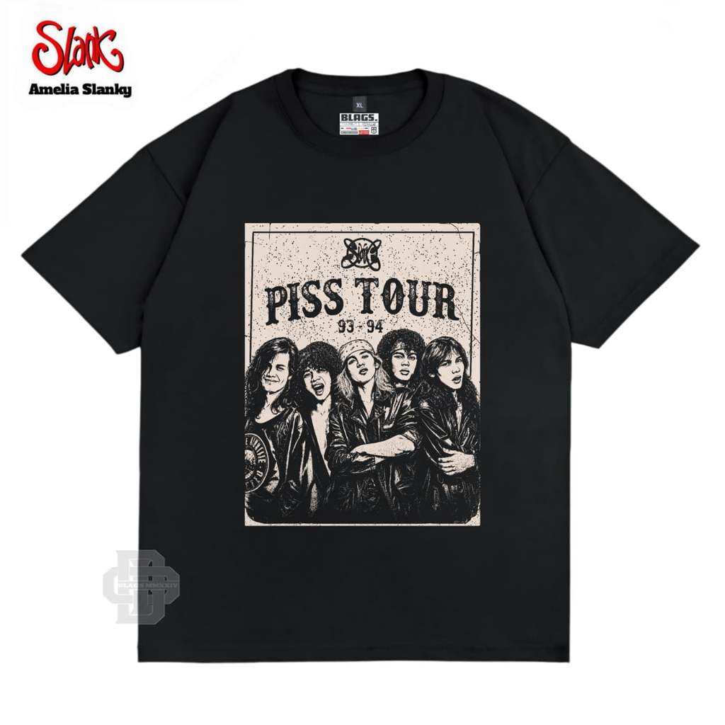 KAOS SLANK PIIS TOUR 93-94 - KAOS SLANK ORIGINAL LENGAN PENDEK HITAM UNISEX -  BAJUDISTRO SLANK