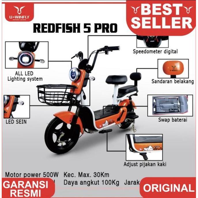 Terlaris Sepeda Motor Listrik Uwinfly Rf5+ Redfish 5 + By Uwinfly Electric Bike