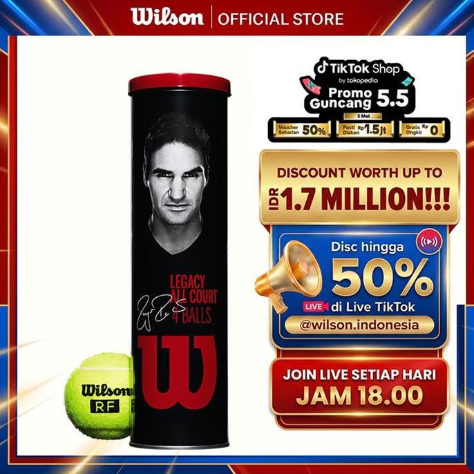 p_jazzmua - [buy 1 get 3 cans] wilson rf roger federer legacy tennis ball bola tenis 4-ball metal ca