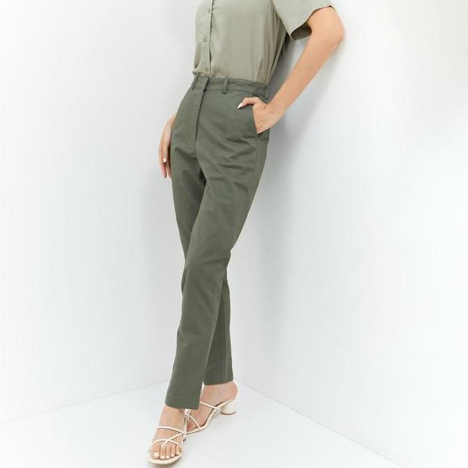 Geela Official - Chinos Pants Olive Green (G.3025) | Celana Wanita (TERBAIK) (TERBARU) (TERMURAH)