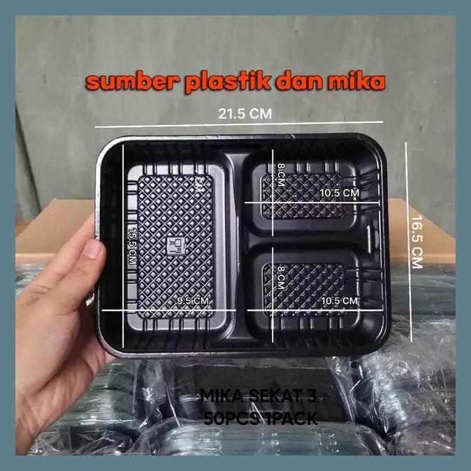 BAGIRNO81 - [50PCS] MIKA 223 BOX BENTO SEKAT 3 TRAY BENTO SEKAT 3 TAHAN PANAS MIKA BENTO MIKA HOKBEN