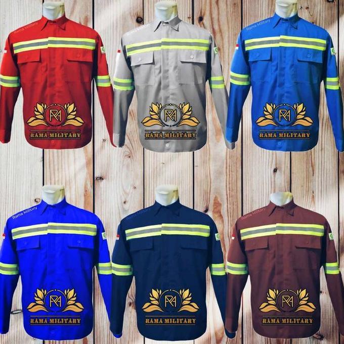 Seragam Kerja Safety Wearpack Tambang Tekhnisi Pria Baju Pria Safety Wearpack Panjang Katun Biru Hij